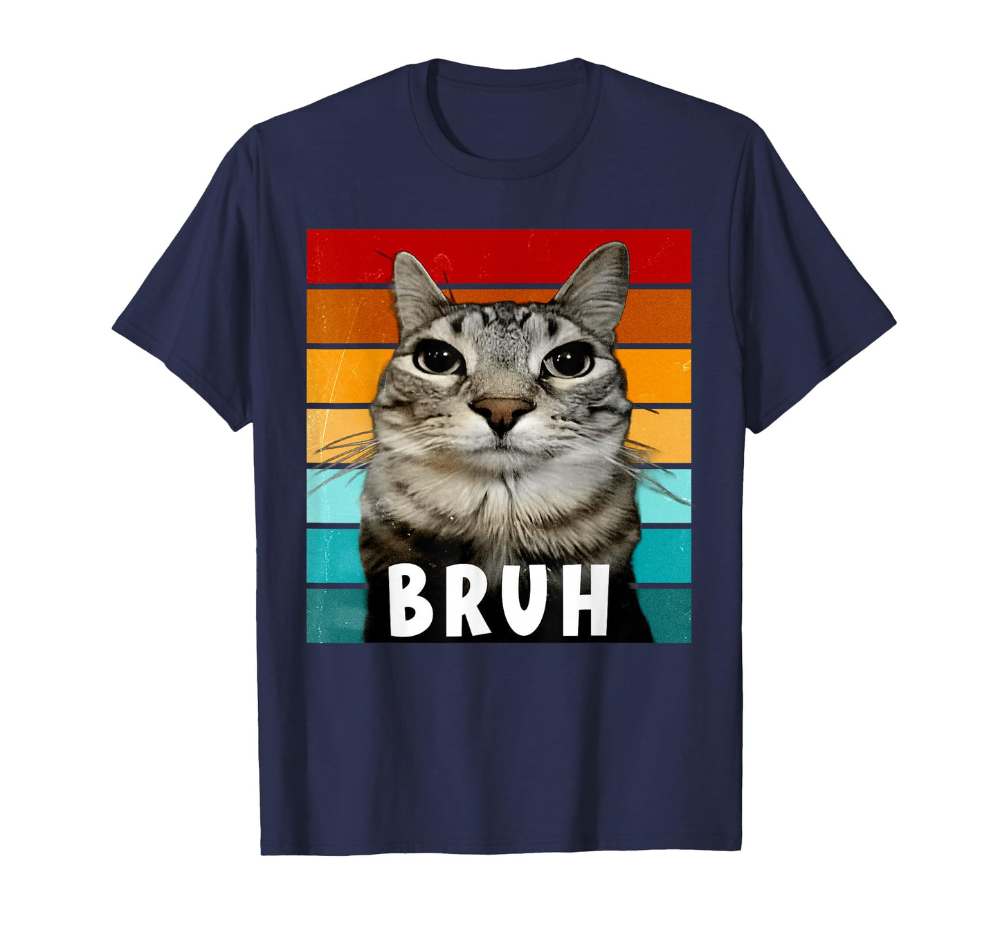 Funny Meme Saying Bruh With Cat Teens Boys Men T-Shirt