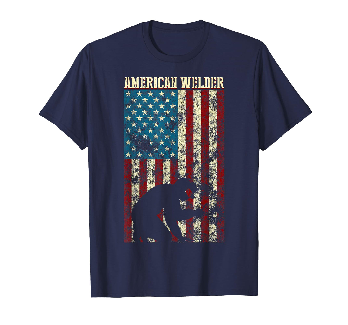 Welding Patriotic Distressed USA American Flag gift Welder T-Shirt