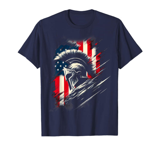 Spartan Patriotic Molon Labe American Flag Spartan USA Greek T-Shirt