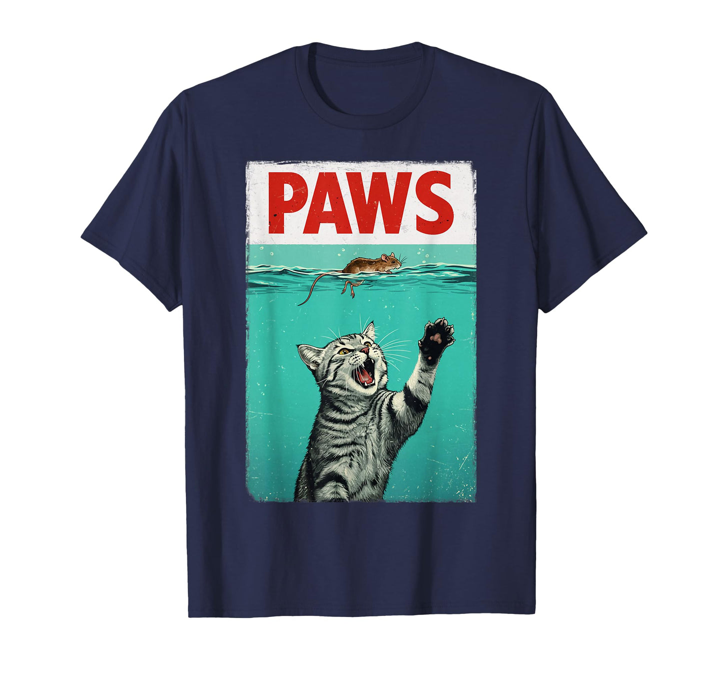 Paws Parody Cat Lover Chasing a Cute Mouse Funny Kitten T-Shirt