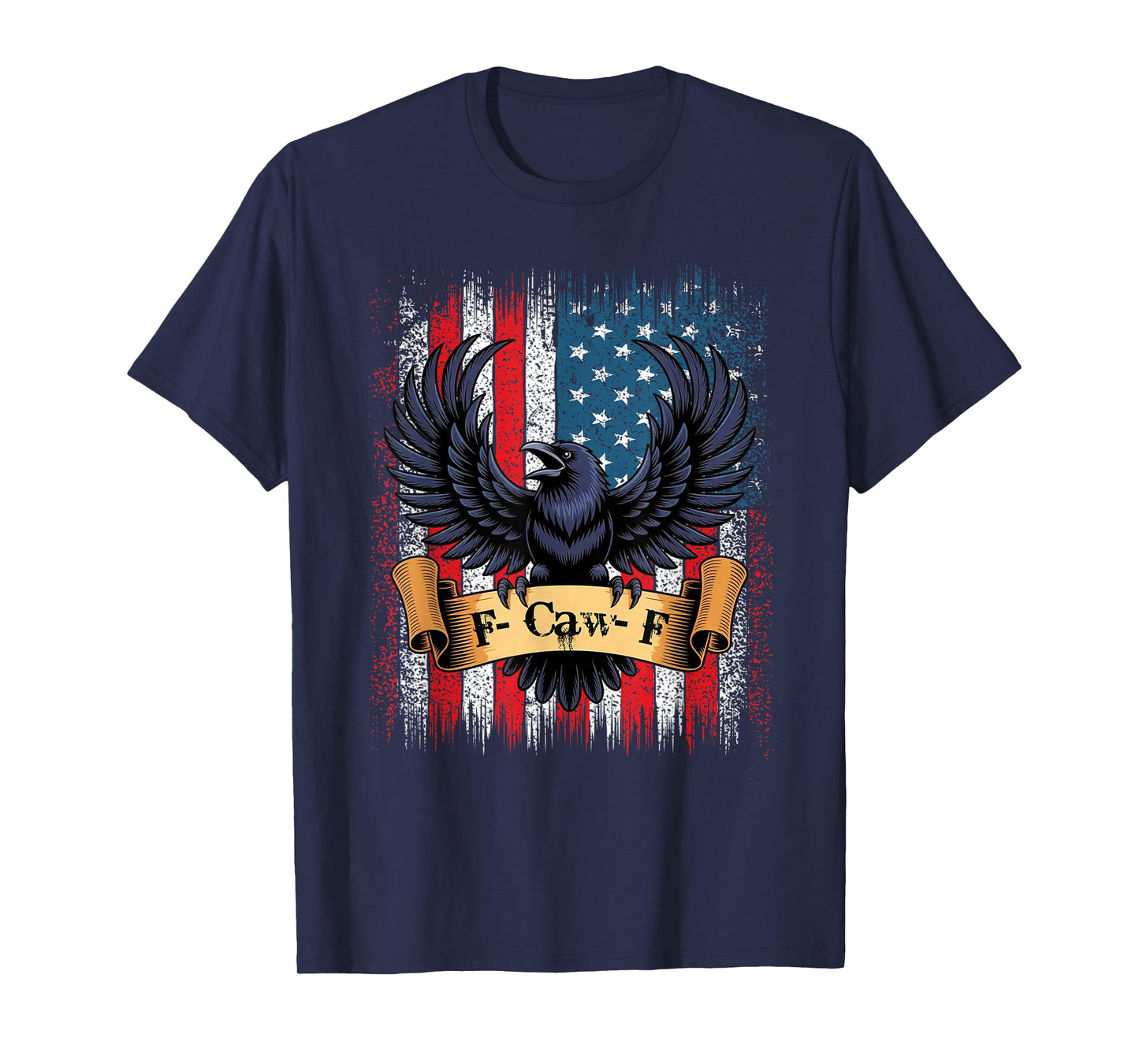 F-Caw-F Black Crow Black Bird Retro USA Flag Vintage F-Caw-F T-Shirt