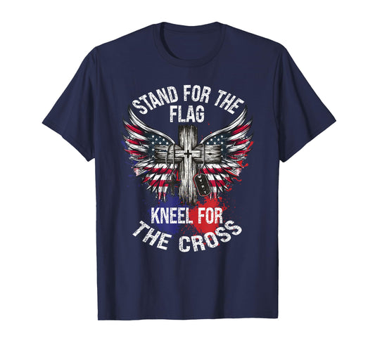 Stand for The Flag Kneel for The Cross 4th of July Christian T-Shirt