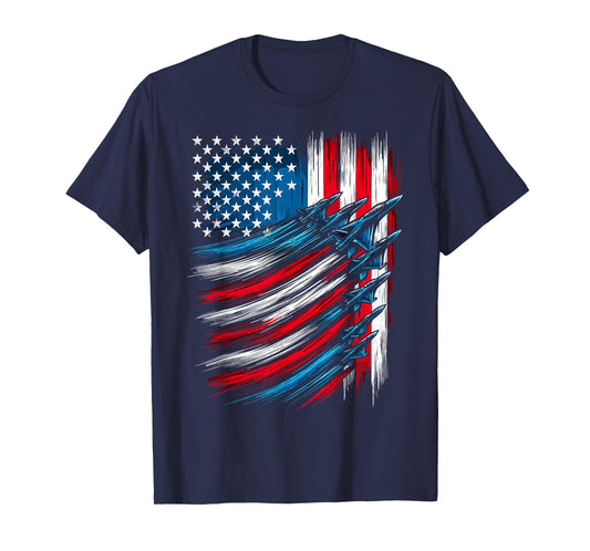 Patriotic USA Flag Fighter Jets 4th of July T-Shirt