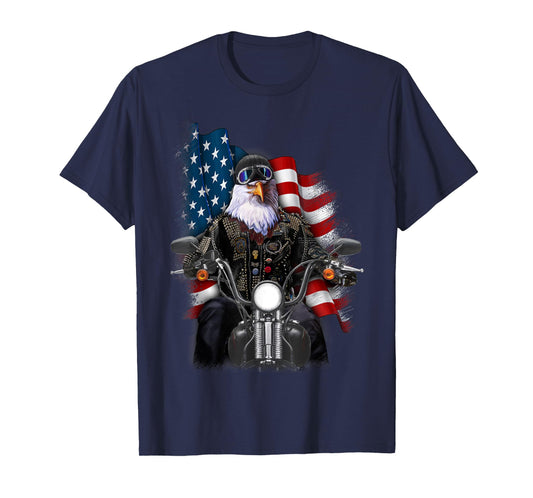 America Bald Eagle as Biker Riding Motorcycle T-Shirt