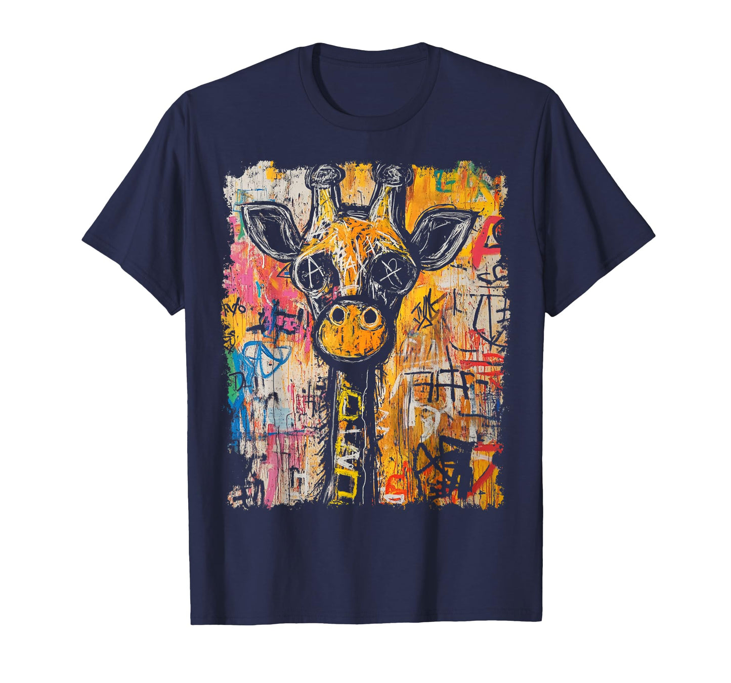 Animal Pop Art Design With A Giraffe On It Men's Graffiti T-Shirt