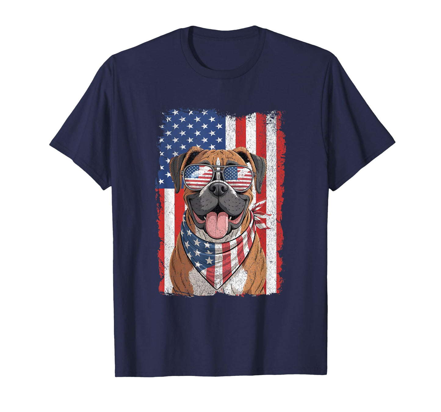Boxer Dog 4th of July Dog Patriotic USA Flag Man Woman T-Shirt