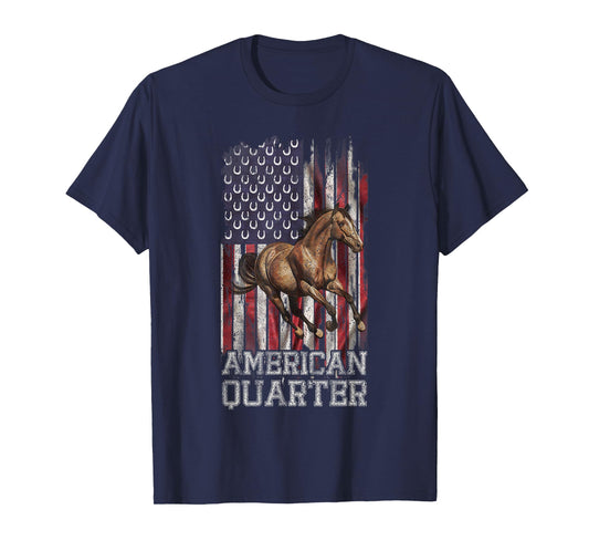 USA Flag American Quarter Horse Lover, Horseback Riding T-Shirt
