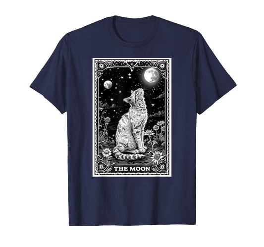 Cat Tarot Card Witchy Moon Hat Halloween Black Cats Zodiac Men Women Kids T-Shirt