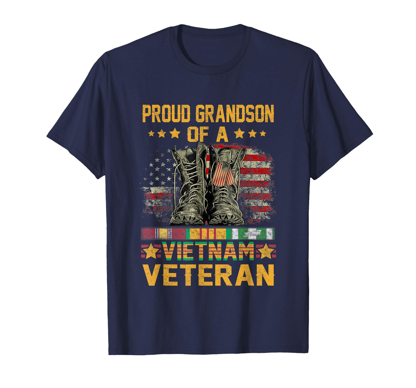 Proud Grandson of A Vietnam Veteran Flag American USA T-Shirt