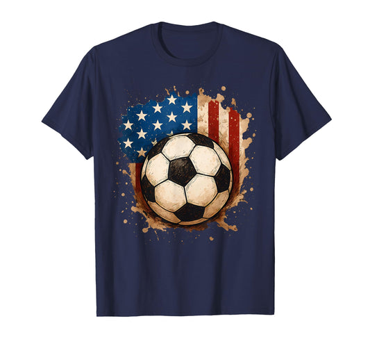 4th of July Patriotic Soccer USA American Flag Boys Mens T-Shirt