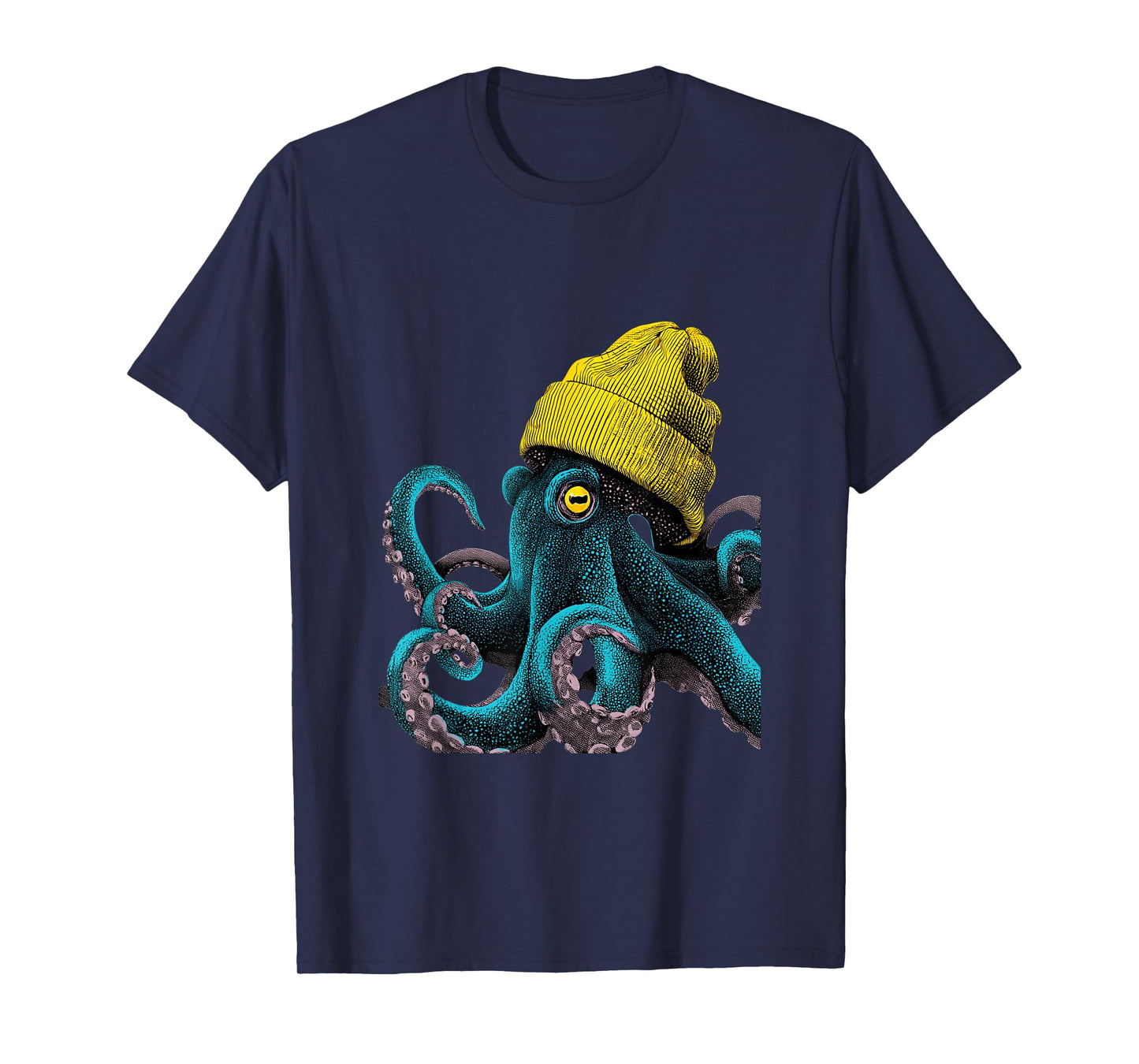 Octopus Wearing Beanie Comic pop Art Style Graphic T-Shirt
