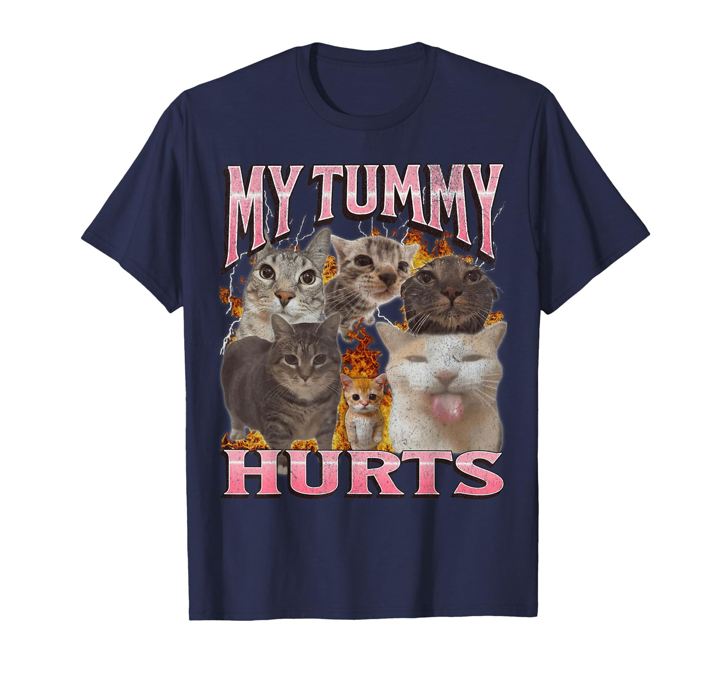 My Tummy Hurts Funny Cat Meme Bootleg Graphic T-Shirt
