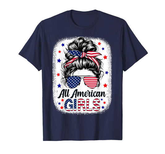 All American Girls USA Flag Patriot Women 4th July Girls T-Shirt