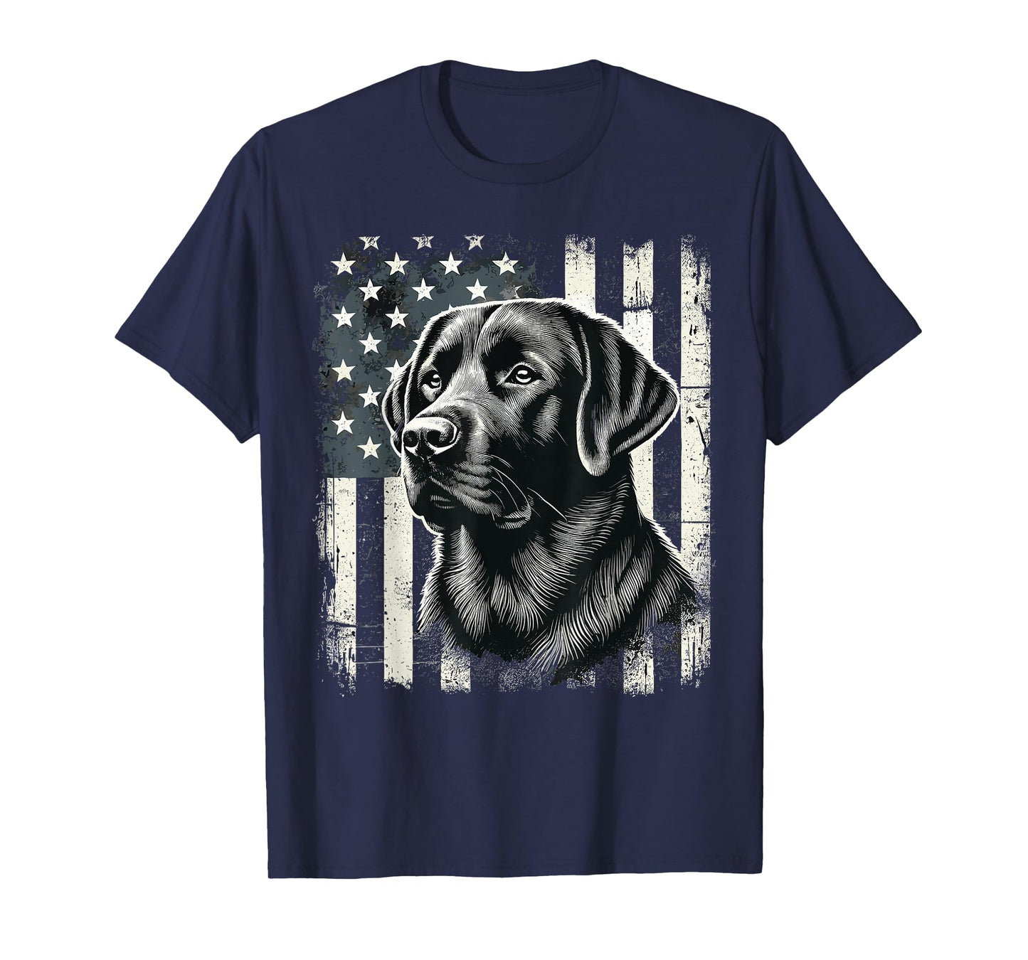 Patriotic American Black Labrador USA Flag T-Shirt