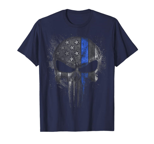 Thin Blue Line Skull T-Shirt