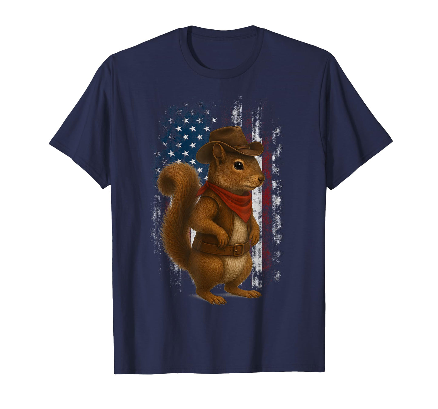 Patriotic Squirrel Cowboy USA Flag American 4th Of July T-Shirt