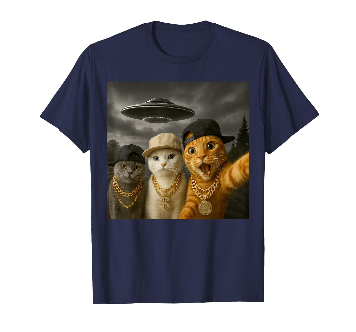 Homies Funny Cat Selfie UFO Hip Hop Rap, Men Women Kids T-Shirt