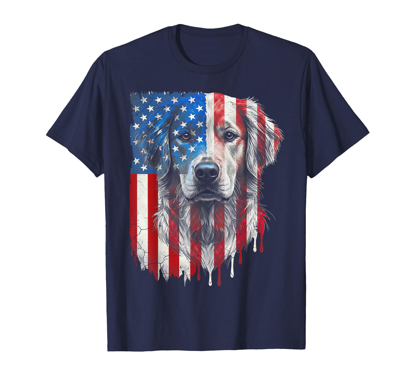 American Flag Golden Retriever USA Retro 4th Of July T-Shirt