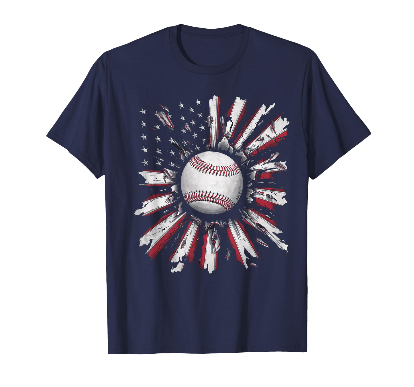 American Flag Baseball Player Bat Fan Catcher Pitcher USA T-Shirt