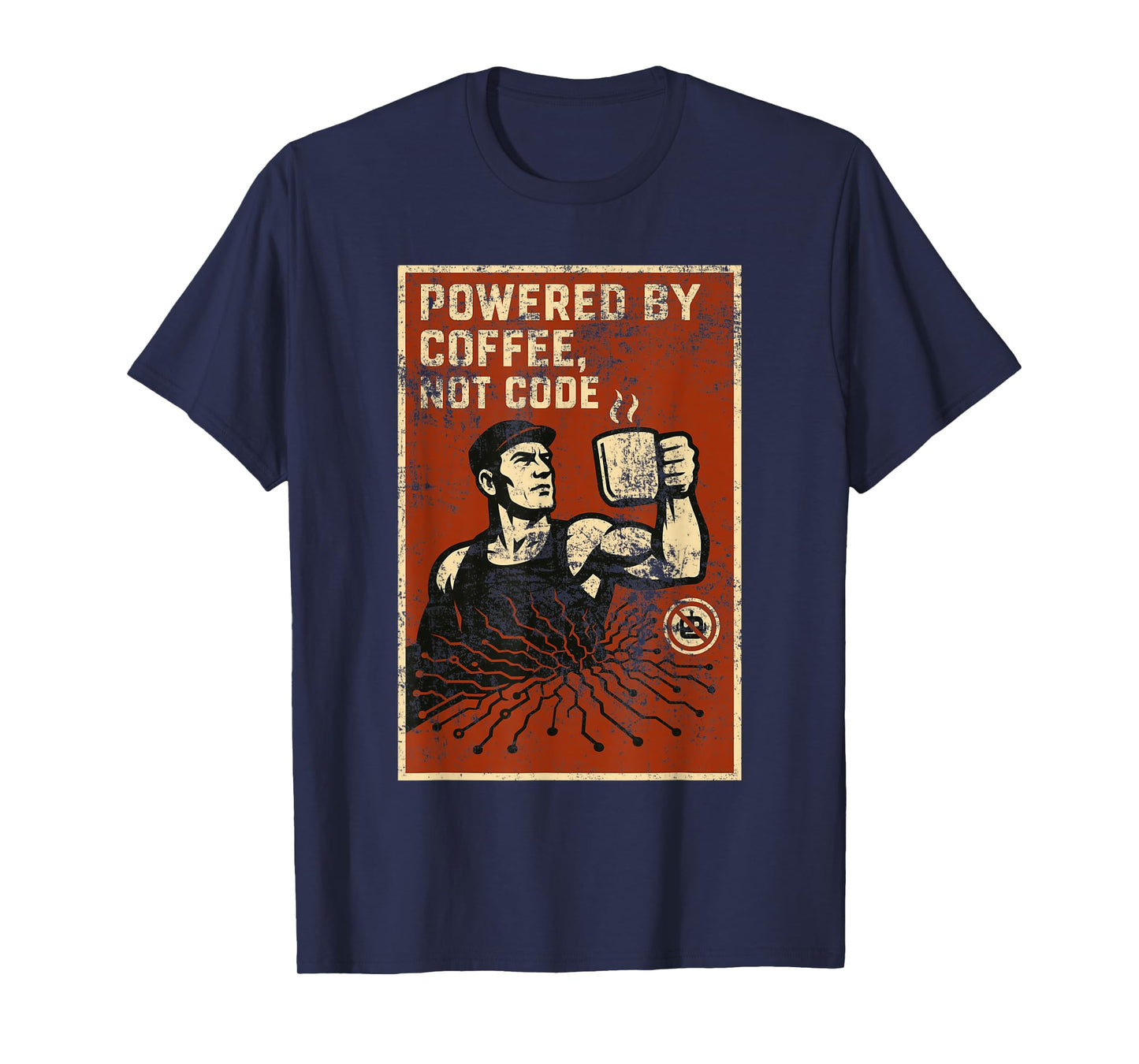 Clanker Free Powered by Coffee Not Code Retro Art T-Shirt