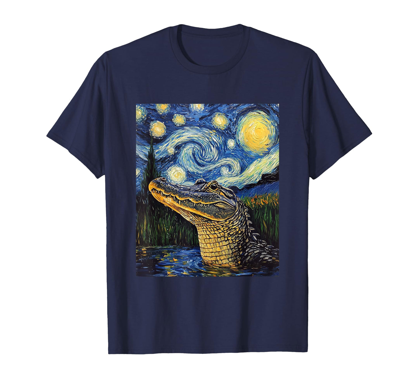 Alligator - Van Gogh Style - Starry Night T-Shirt