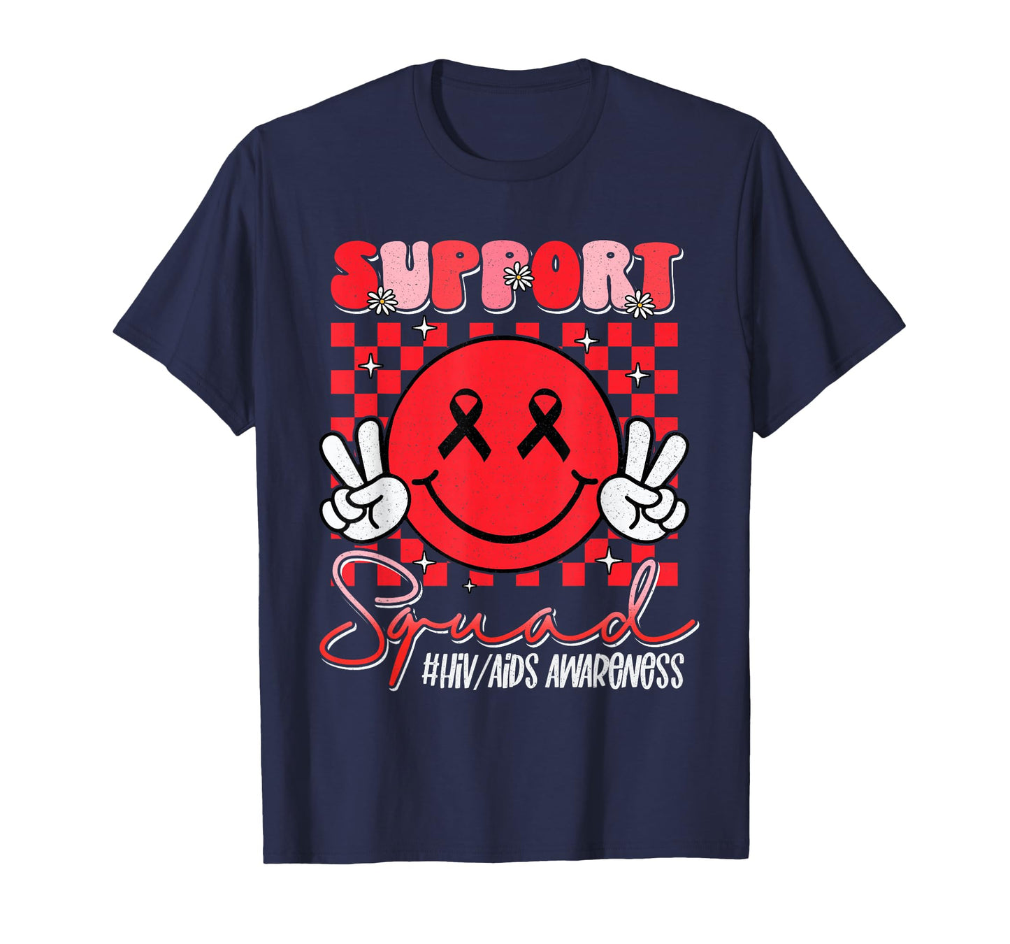 Aids Support Smile Face World Aids Day Hiv Aids Awareness T-Shirt