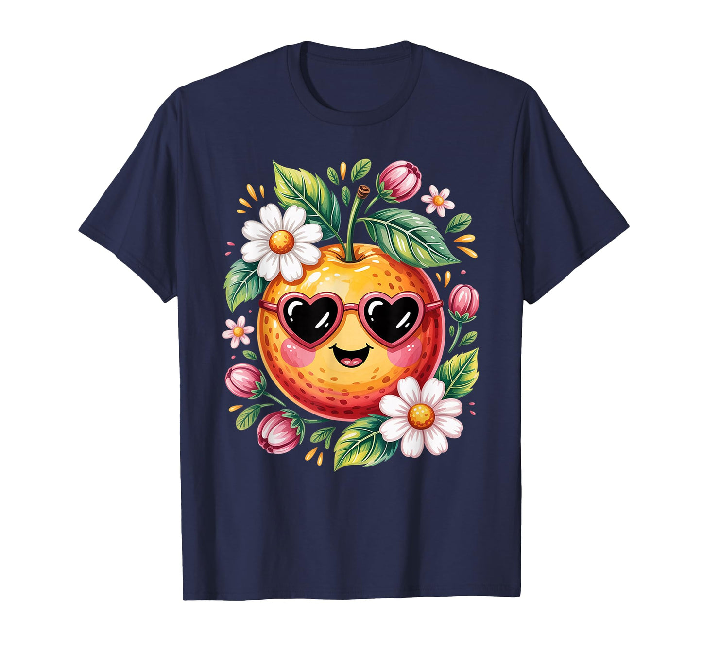 Cute Orange with Flower for Women & Girls - Oranges Fruit T-Shirt