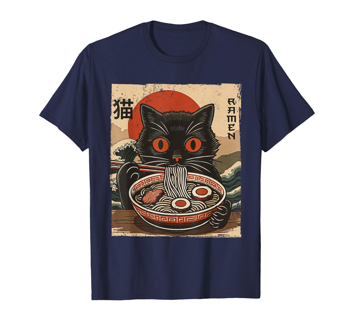 Kawaii Anime Cat Ramen Japanese Funny Graphic Tee Cat Lovers T-Shirt