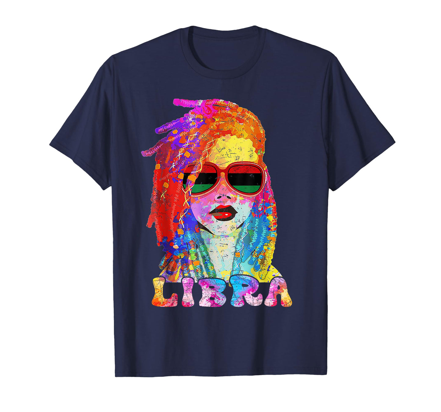 Libra Girl Loc'd Hair Art Zodiac Birthday Black Woman T-Shirt