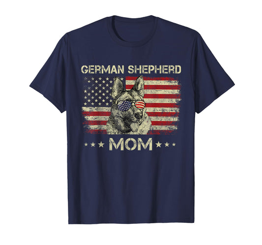 German Shepherd Mom Dog Lovers American Flag 4th Of July T-Shirt