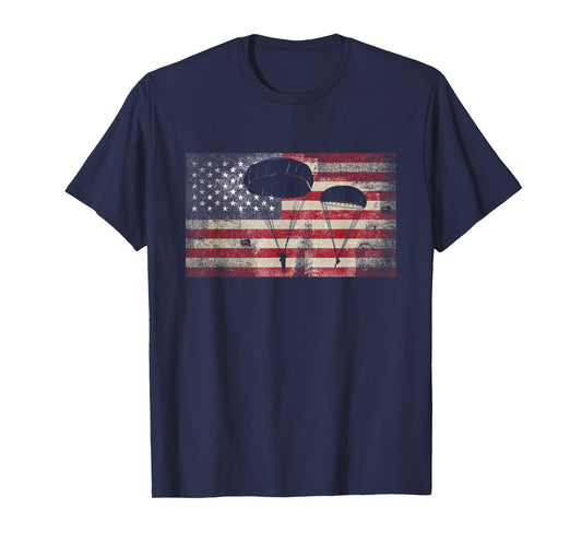 American Flag Paratrooper Airborne Division T-Shirt