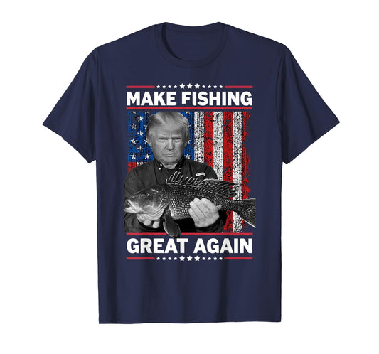 President Trump USA Flag Fishing -Make Fishing Great Again T-Shirt
