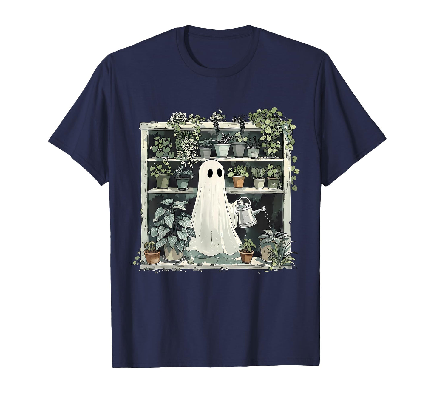 Cute Funny Ghost Boo Gardening Gardener Plants Halloween T-Shirt