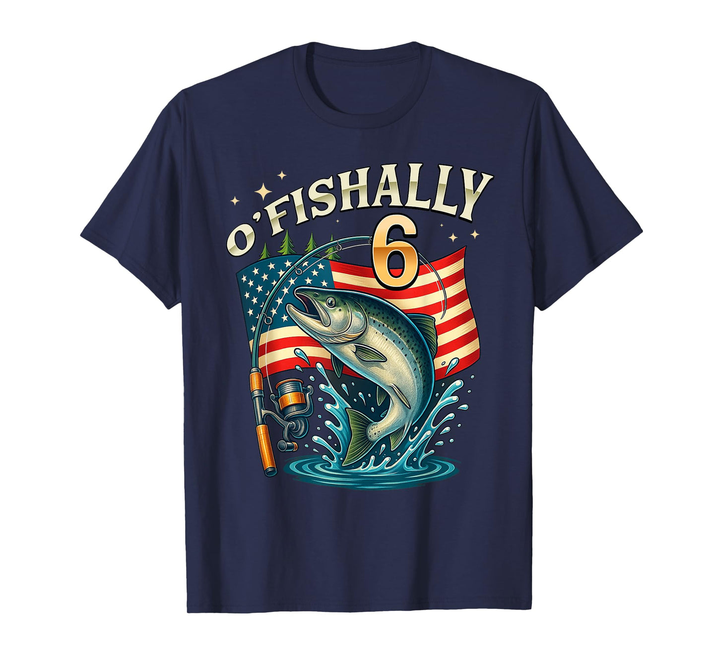 O'fishally 6 Years Old Fishing 6th Birthday Boys Kids T-Shirt