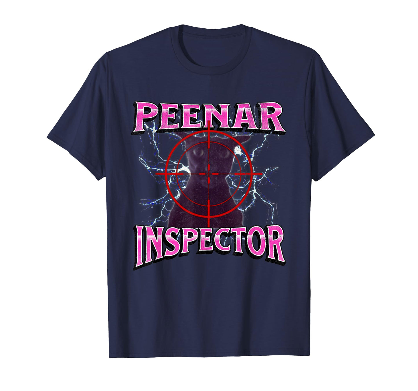 Peenar Inspector Funny Offensive Cat Meme Bootleg Graphic T-Shirt for Men Women