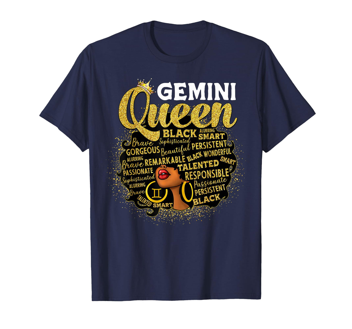 African American Women Zodiac Birthday Gemini Queen T-Shirt