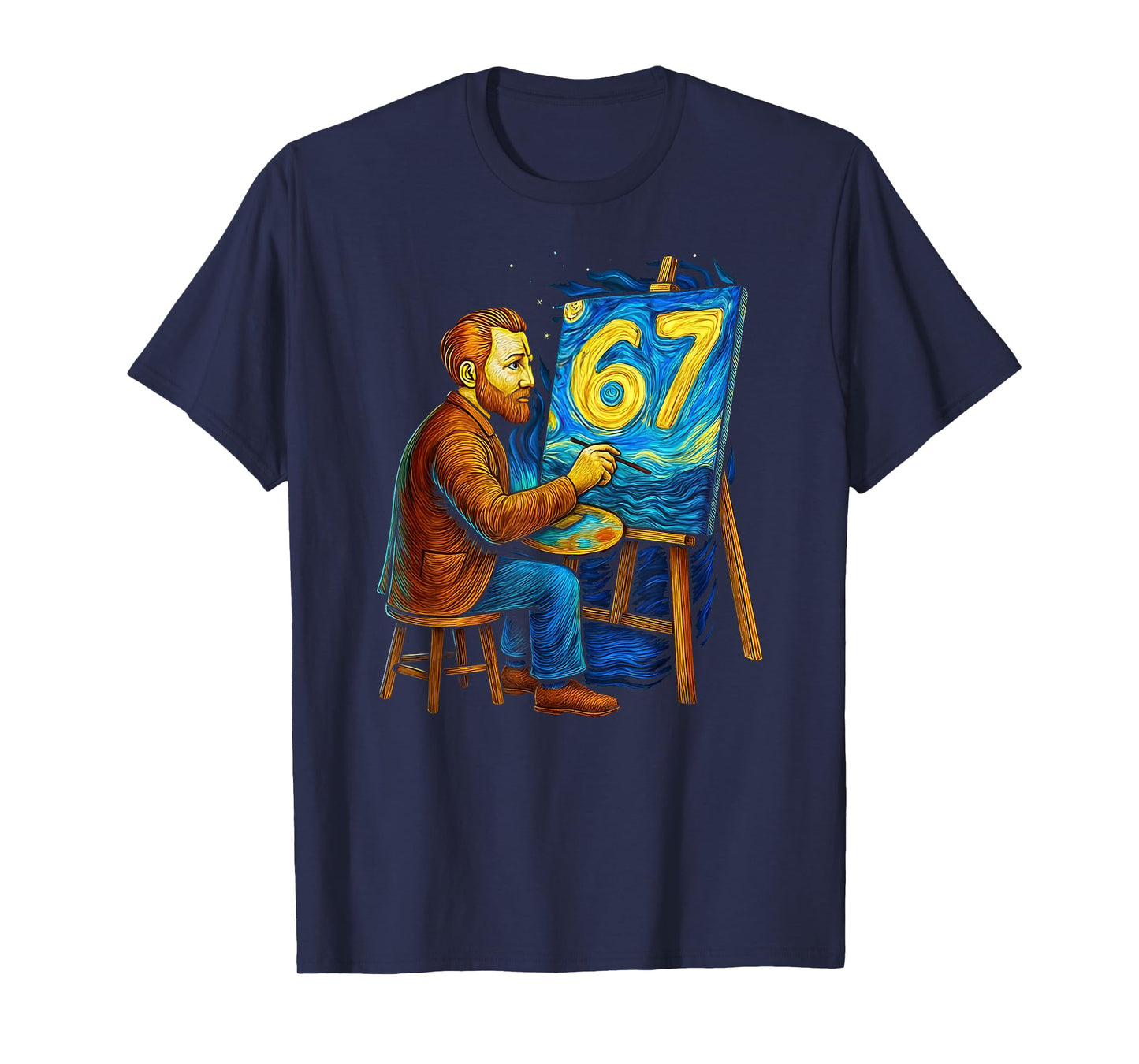 Van Gogh-Starry Night 6 7 Funny 67 Meme for Art History Fans T-Shirt