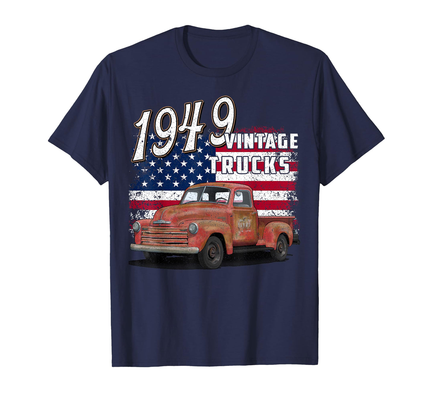 1949 49 Truck Classic Car 1940s Vintage American Flag T-Shirt