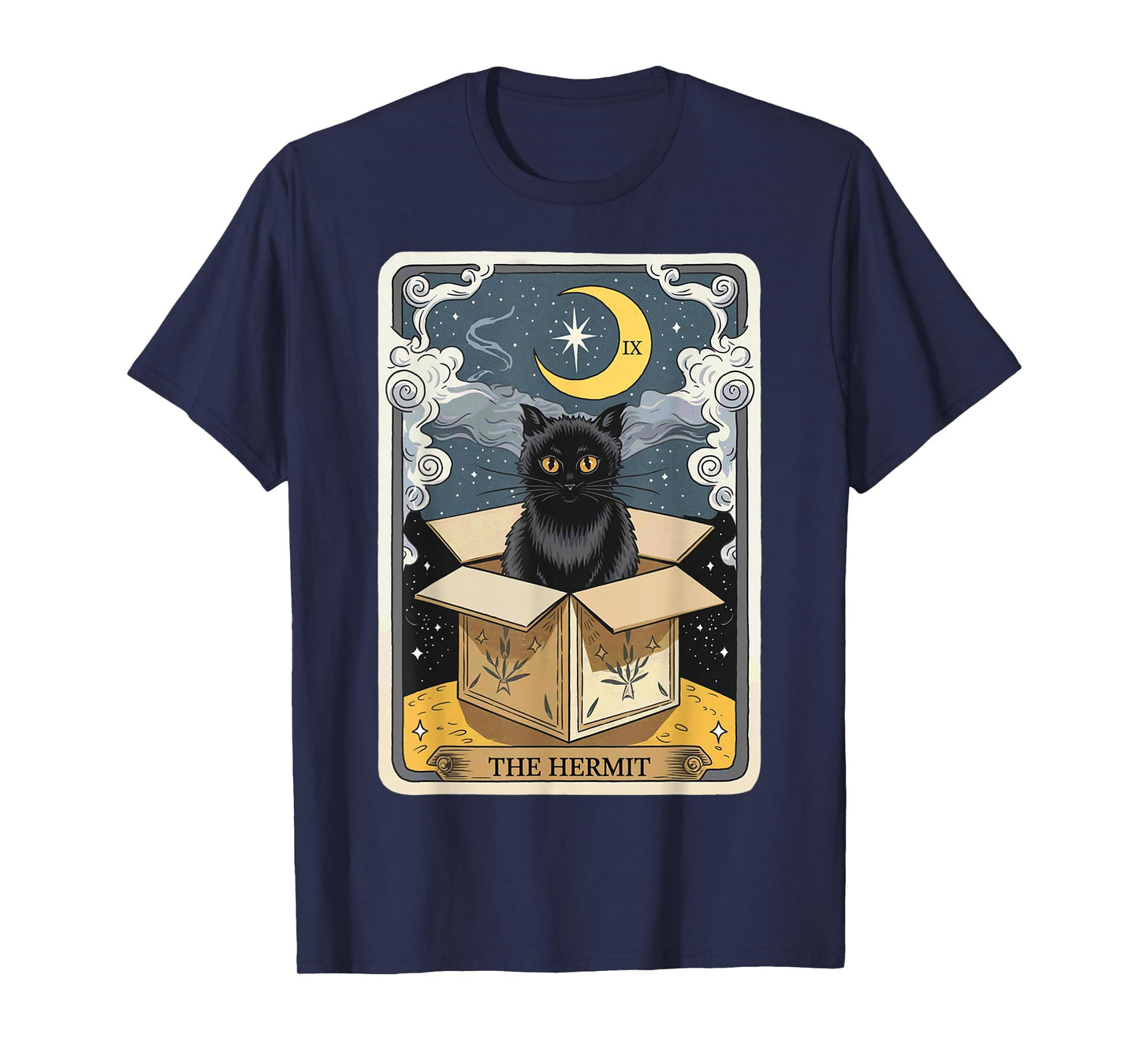 The Hermit Tarot Card Cat In Box Mystic Funny Cat Esoteric T-Shirt