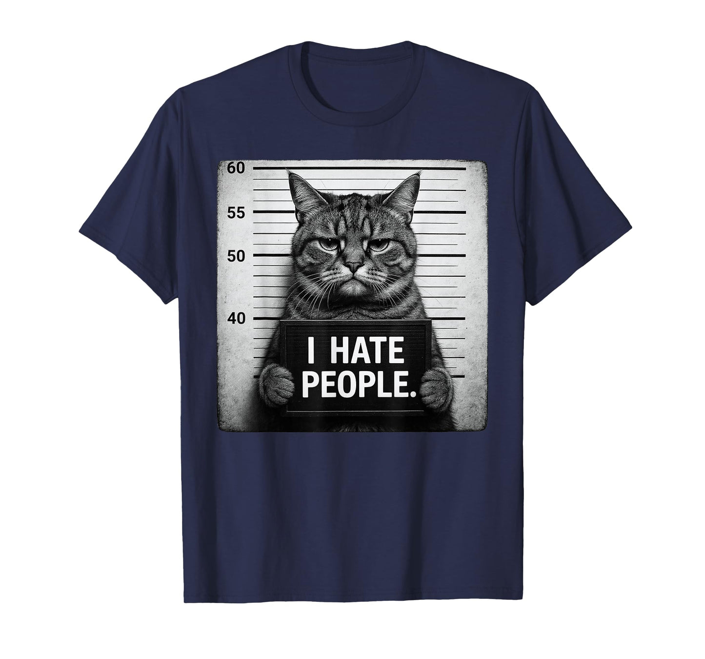 Funny Grumpy Tabby Moody Cat I Hate People T-Shirt