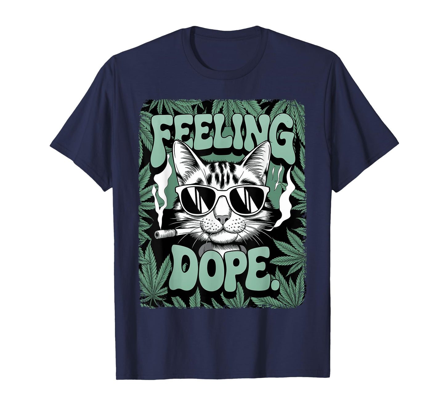Feeling Dope Cat Weed Vintage 420 Stoner Cat Getting High T-Shirt