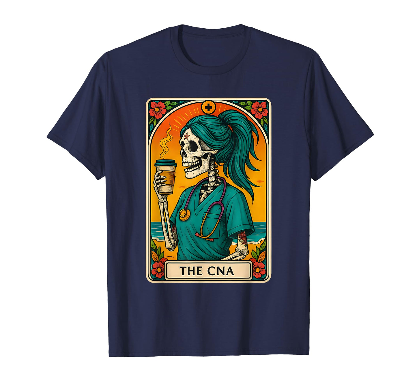 CNA Skeleton Tarot Card Funny Certified Nurse Halloween T-Shirt