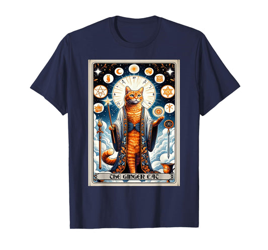 Orange The Ginger Cat Tarot Card Cat T-Shirt, Small, Black