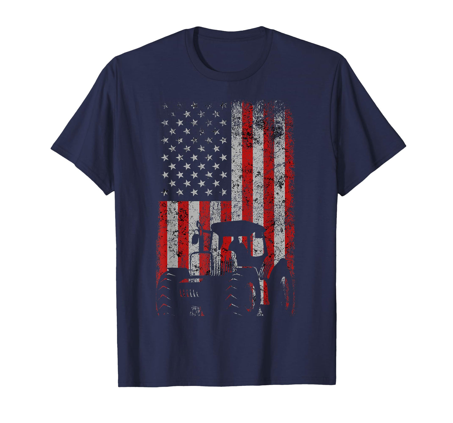 Retro American Flag Tractor Gift Men Women Tractor Farm T-Shirt Small