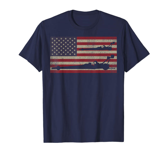 Drag Racing USA Flag by MalJ Unisex-Kids Black Patriotic American Flag Dragster Fan T-Shirt