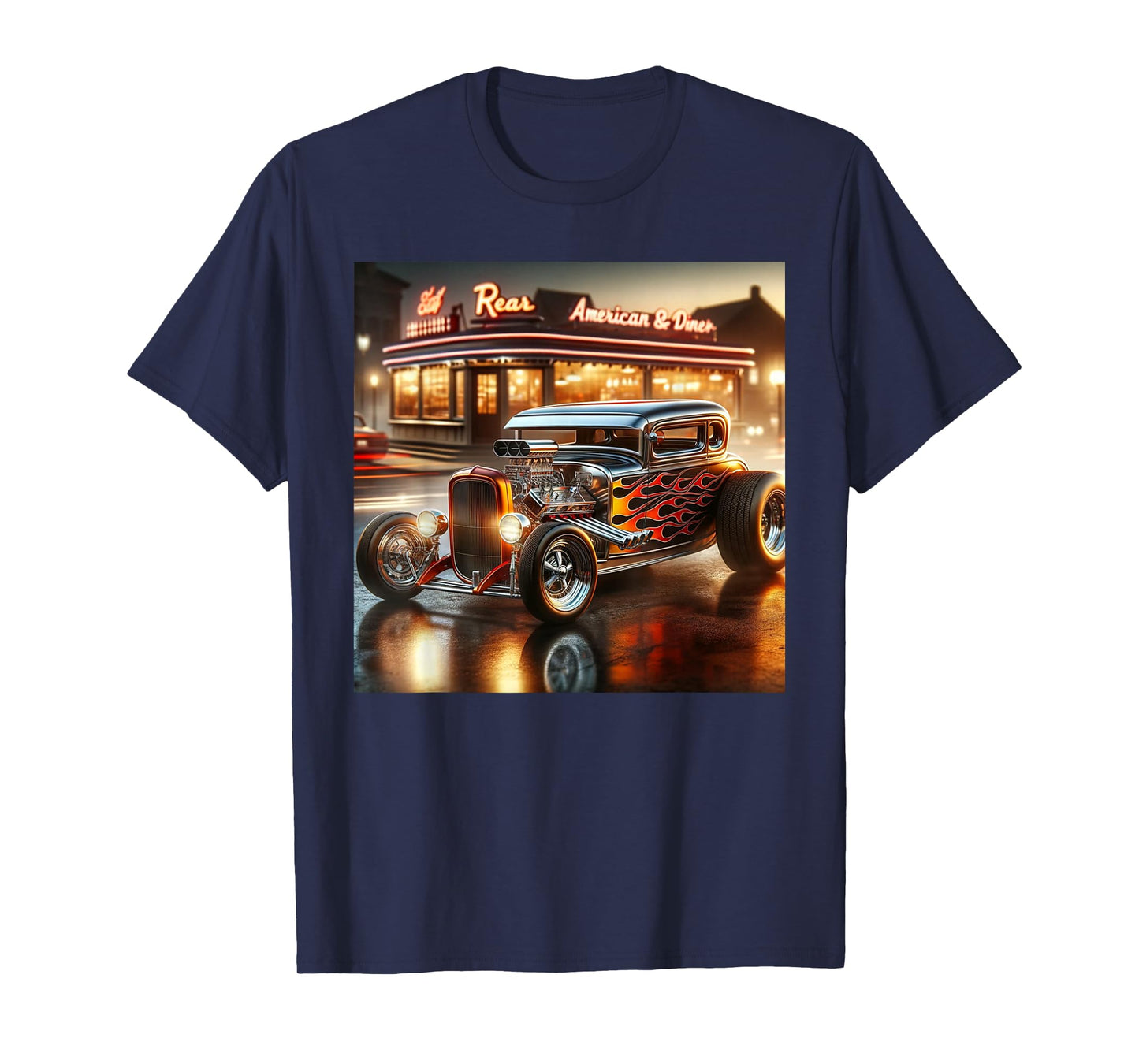 Classic Hot Rod Retro Vintage Custom Hotrod Car Illustration T-Shirt