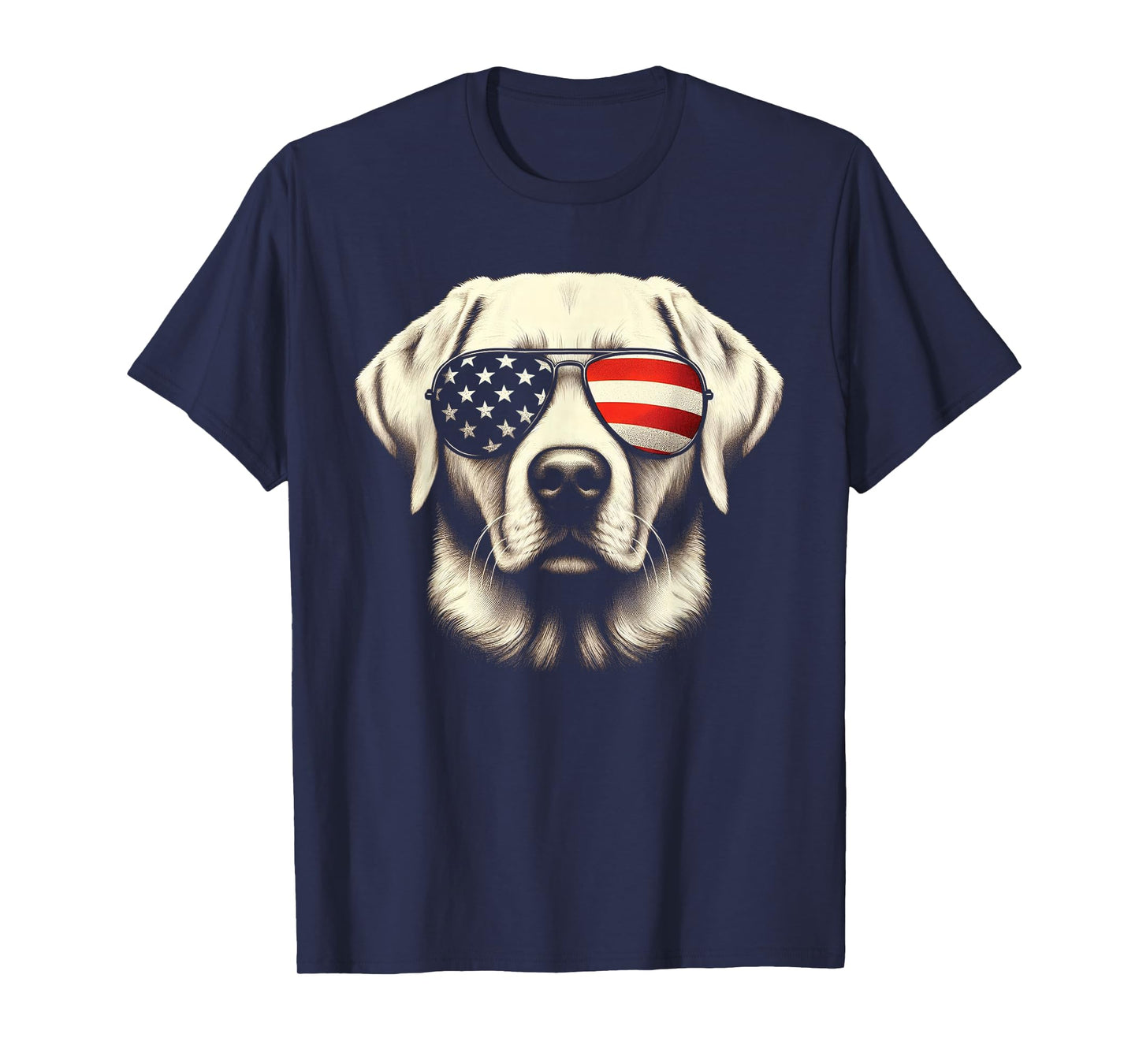 Labrador American Flag Sunglasses 4th of July Patriotic Dog T-Shirt