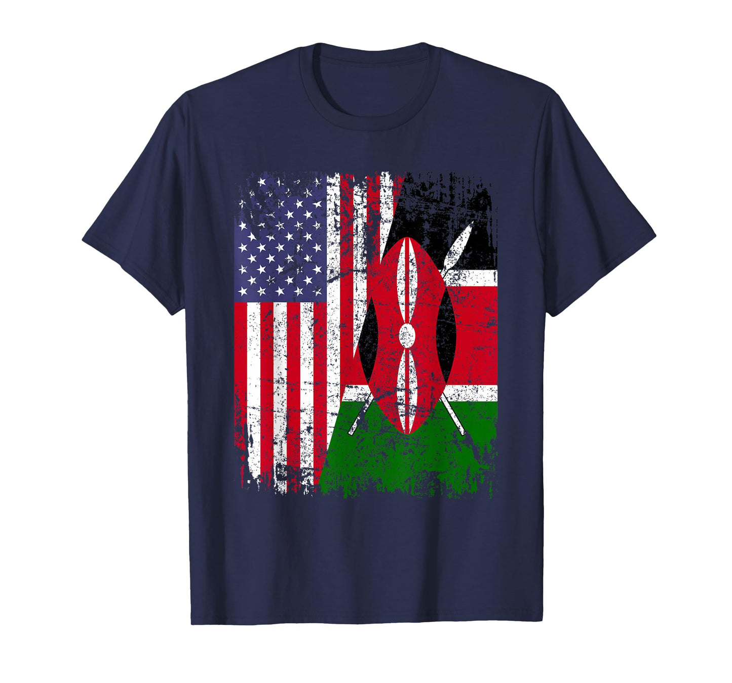 KENYAN ROOTS | Half American Flag | KENYA T-Shirt