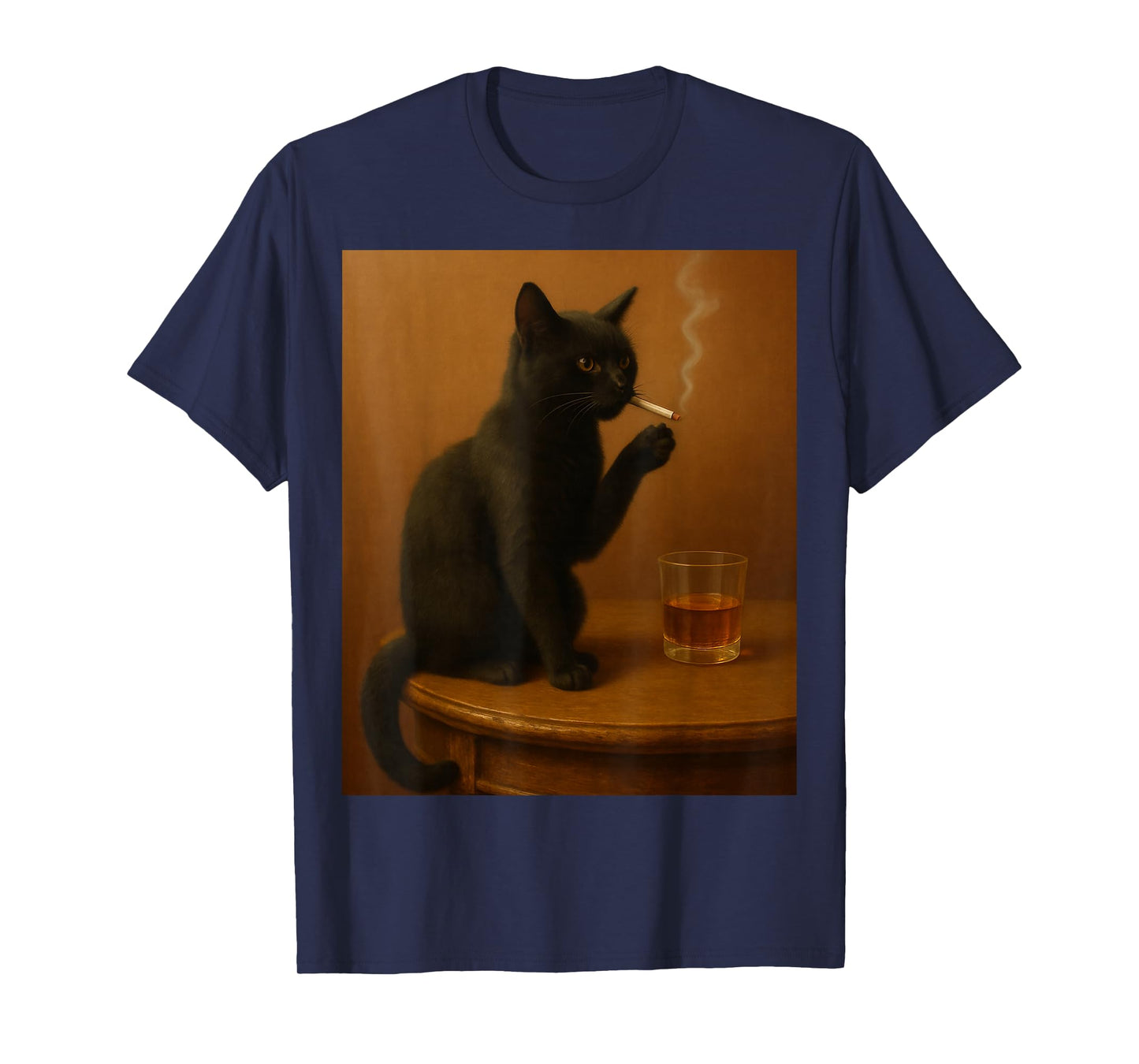 Vintage Black Cat Smoking a Cigarette Funny Cat T-Shirt