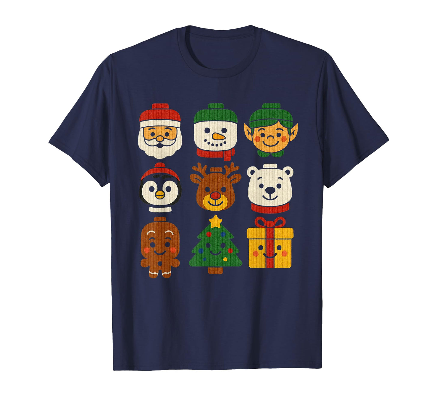 Christmas Building Brick Santa Elf Snowman Xmas Boys Cute T-Shirt